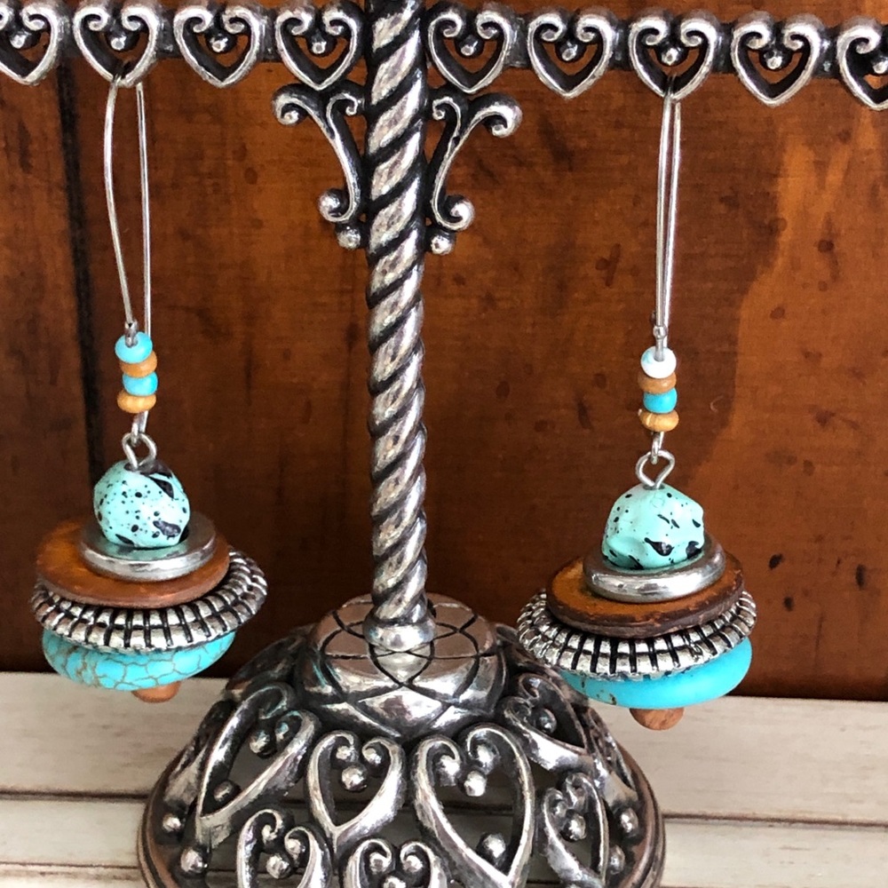 Turquoise Loop Earrings - Picture 2 of 5